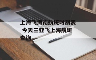 上海飞海南航班时刻表 今天三亚飞上海航班查询