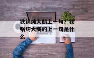 铁锅炖大鹅上一句？铁锅炖大鹅的上一句是什么