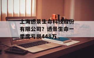 上海透景生命科技股份有限公司？透景生命一季度亏损448万