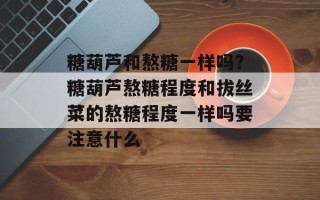 糖葫芦和熬糖一样吗？糖葫芦熬糖程度和拔丝菜的熬糖程度一样吗要注意什么