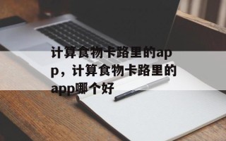 计算食物卡路里的app，计算食物卡路里的app哪个好