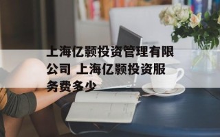 上海亿颢投资管理有限公司 上海亿颢投资服务费多少