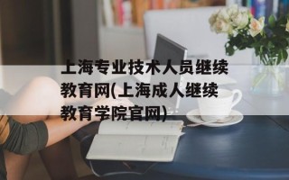 上海专业技术人员继续教育网(上海成人继续教育学院官网)