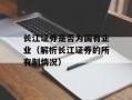 长江证券是否为国有企业（解析长江证券的所有制情况）