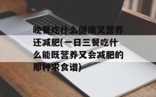 晚餐吃什么健康又营养还减肥(一日三餐吃什么能既营养又会减肥的那种求食谱)