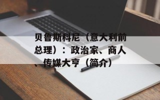 贝鲁斯科尼（意大利前总理）：政治家、商人、传媒大亨（简介）
