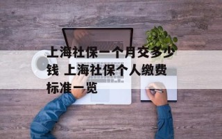 上海社保一个月交多少钱 上海社保个人缴费标准一览
