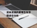 资本资源的重要性及获取途径分析
