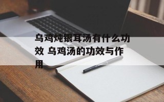 乌鸡炖银耳汤有什么功效 乌鸡汤的功效与作用