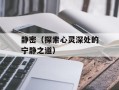 静密（探索心灵深处的宁静之道）