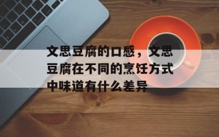 文思豆腐的口感，文思豆腐在不同的烹饪方式中味道有什么差异
