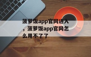 菠萝饭app官网进入，菠萝饭app官网怎么用不了了